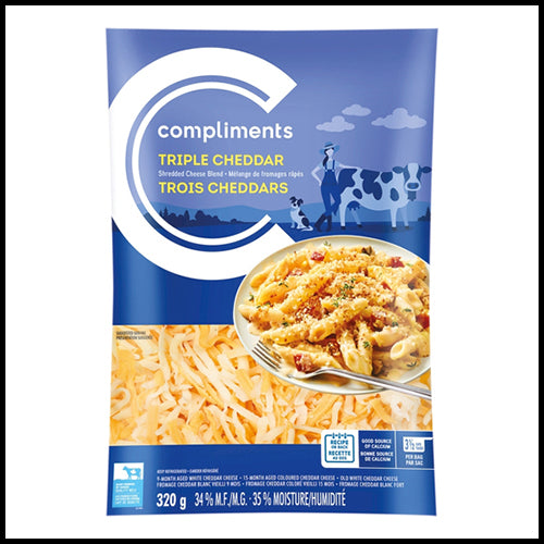 Compliments Triple Cheddar Blend Shredded Cheese 320g