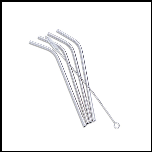 Silver Bent Straws 4 Pk